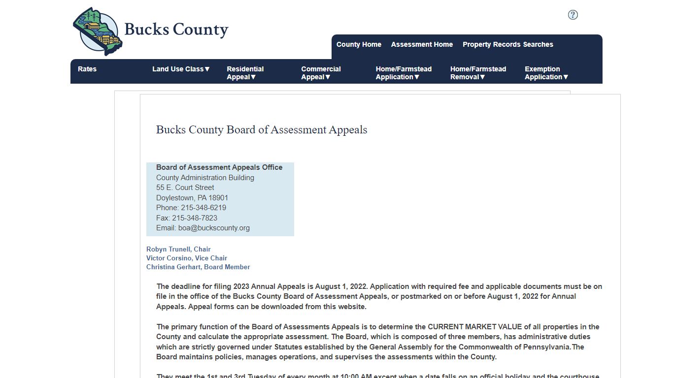 Bucks County, Pennsylvania | Board of Assessment